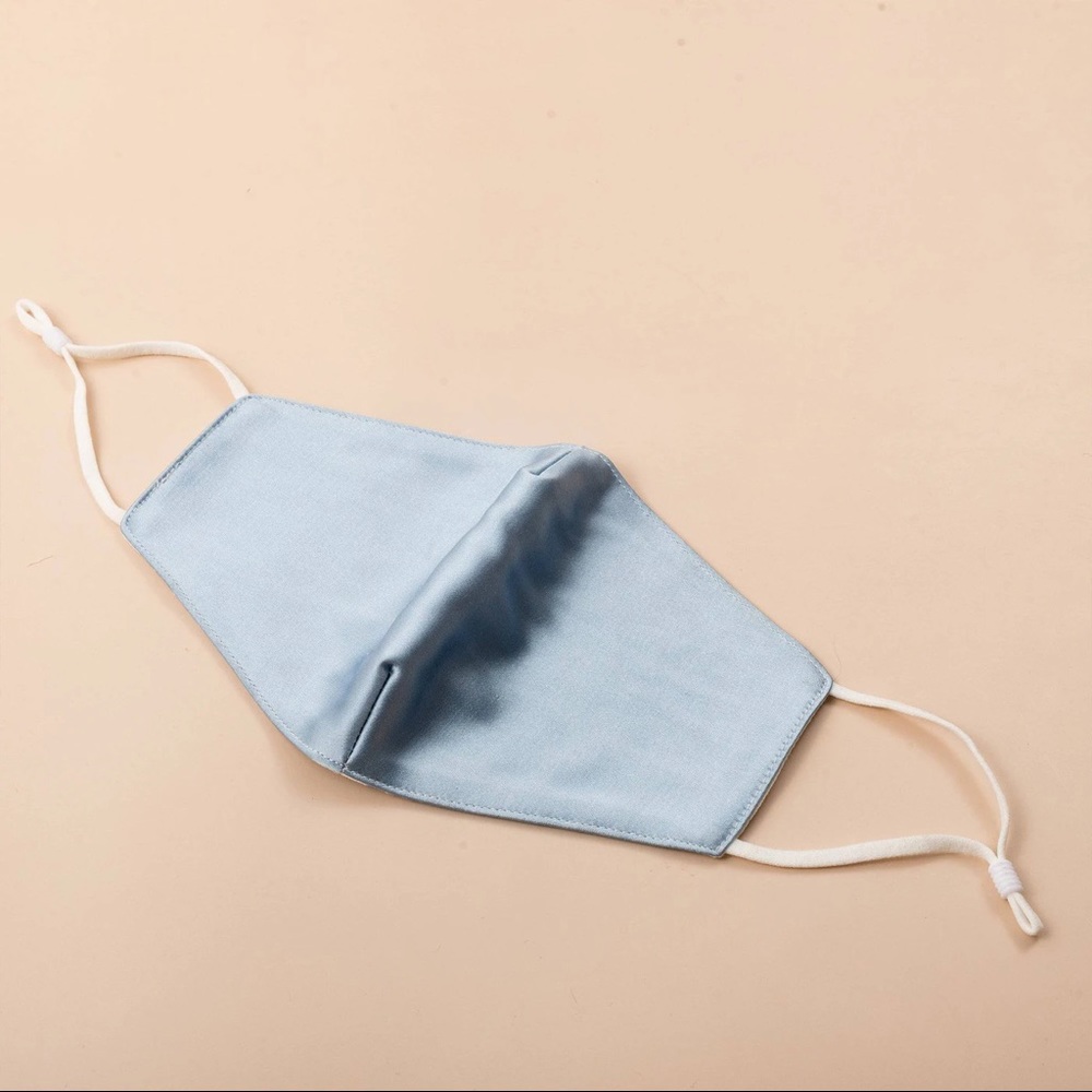 Light Blue Satin Face Mask (handmade)